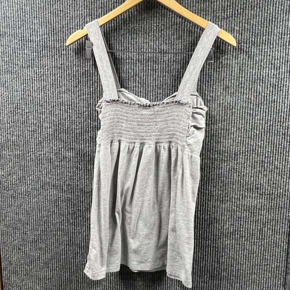 Mix &‎ co. Babydoll Tank Top Womens Gray Large Elastic Back Pleated Sleeveless - Picture 4 of 9